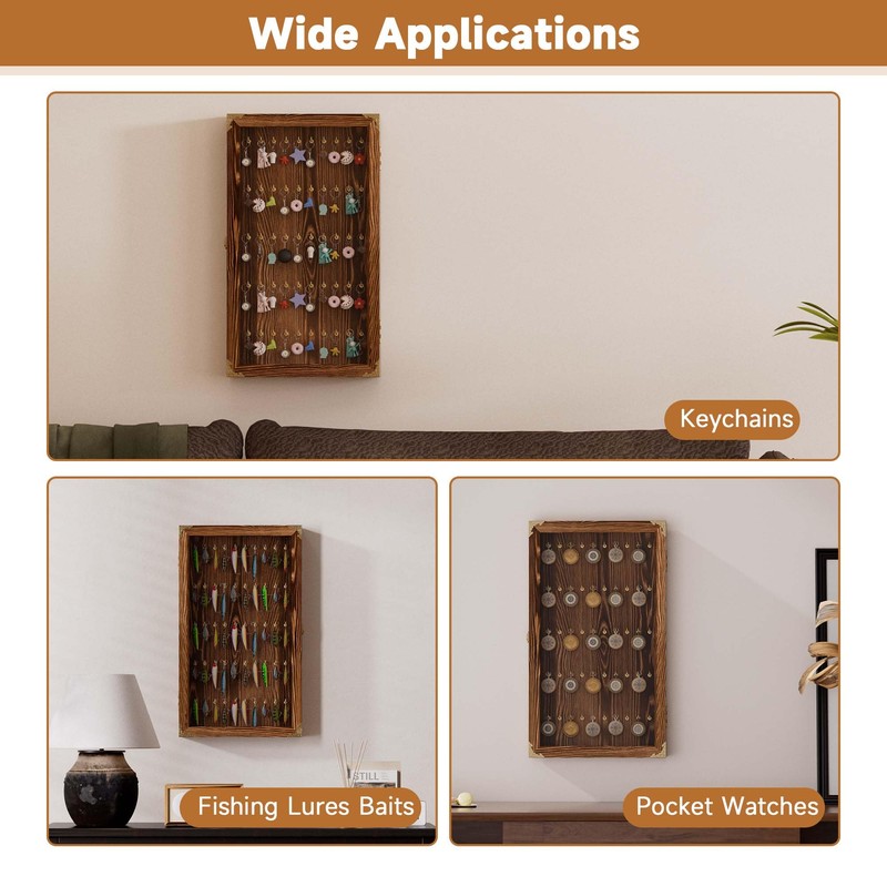 tonchean Keychain Display Case Wall Cabinet Fishing Lures Baits Display
