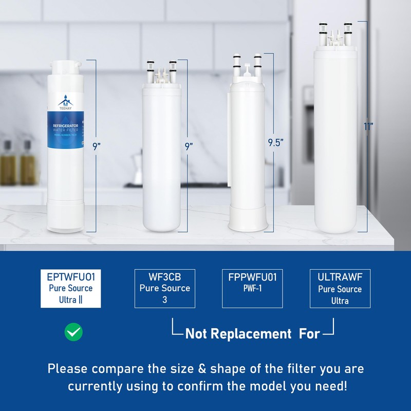 TEEHAY EPTWFU01 Frigidaire Water Filter Replacement, Compatible with EWF02, Pure