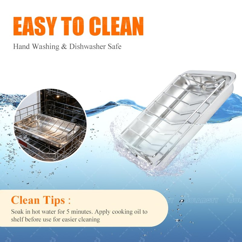 Stainless Steel Turkey Baking Roaster Pan Roasting Pan with V