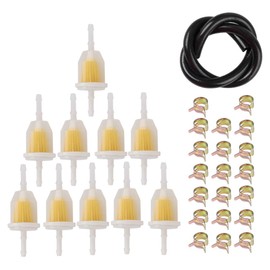 Ewillownm Compatible with 10 Pieces 1/4 Inch Fuel Filter + 5 Feet 1/4 Inch Fuel Line + 20 Pieces Clamps Gas Inline Fuel Filter