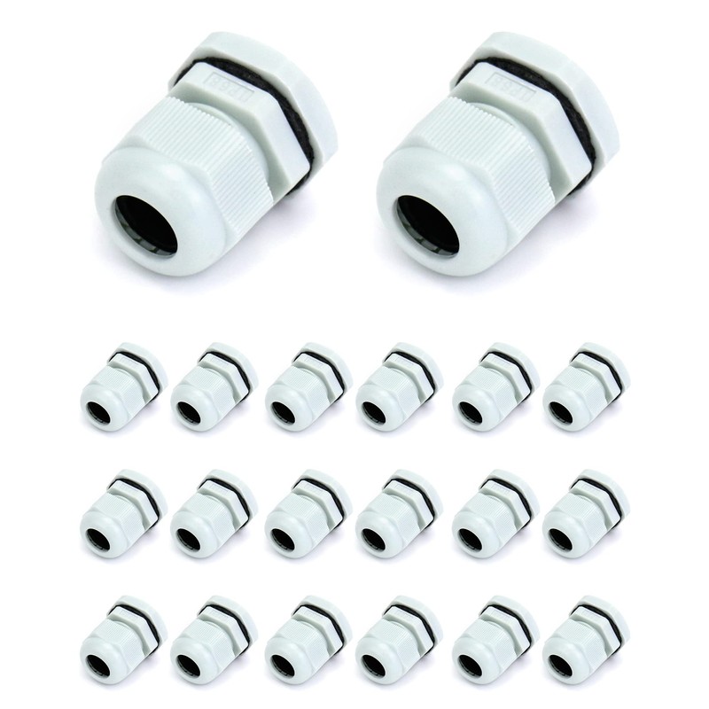 QWORK 20 x Waterproof Plastic Cable Gland Cable Glands M20