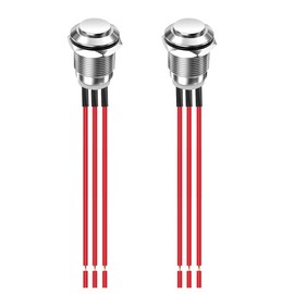 Gebildet 2pcs Wired 12mm Waterproof Instant Metal Push Button 3 Pin NO/NC Push Button On/Off 1A 12V/24V/125V/250V AC (High Head)