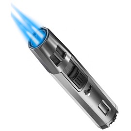 Zoocura - Encendedor ajustable de doble llama, encendedor de llama Jet y butano, recargable, multiusos, para parrilla, barbacoa, camping (gas no incluido)