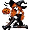 CafePress Orange Witch Square Bumper Sticker Car Decal