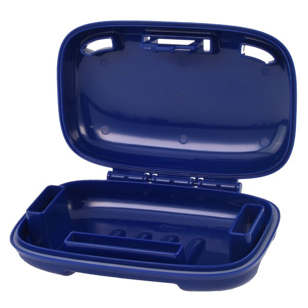 PORTINEER Carry-Dri MAX Bar Soap Holder Box Container -  Case Vents Dries Bar And Doesn't Leak - Travel Dish For Home School Gym Travel Hiking - Patented Container Design - Blue