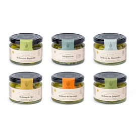 Triana Olivas by Don Gastronom. Olives and Capers sampler. 280g (9.88oz) jars. Pack of 6.