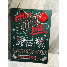 Greenbriar New-Christmas Wall Sign: Hot Cocoa Bar .50 Warm Up Here.13”X10”-S
