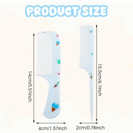 Toddler Comb Set, Small Cute Fine Tooth Comb & Rat Tail Baby Comb for Hair Styling, Blue Mini Hair Comb Plastic Parting Combs, Anti-Static Hairdressing Baby Comb for Girl Wet Dry Hair (2Pcs)