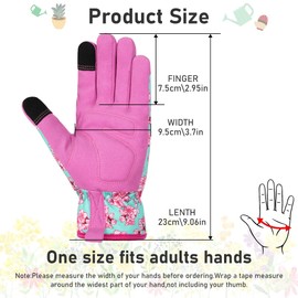 Ainiv Womens Gardening Gloves, Touchscreen Compatible Working Gloves for Weeding, Leather Garden Glove for Women Thorn Proof No Stab for Digging, Planting, Pruning, Pink