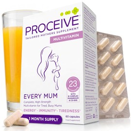 Proceive® Every Mum - Womens Multivitamins Complex with 23 Essential Nutrients - Daily Supplements for Energy, Immunity & Vitality Support - Vegan-Friendly with B12, Iron & CoQ10-60 Capsules