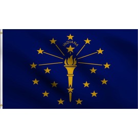 DMSE Indiana State Flag 2X3 Ft Foot 100% Polyester 100D Flag UV Resistant (2' X 3' Ft Foot)