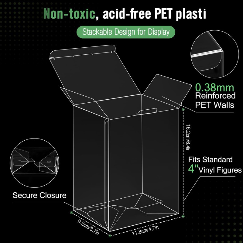 Gdsun Vinyl Figure Protector Cases for 4 Inch Collectibles, 0.38mm