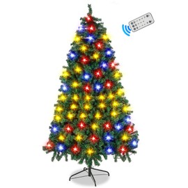 COLORSOUL 7ft Prelit Artificial Christmas Tree with Remote Control, Realistic Spruce Christmas Tree with 500 LED Lights & 1592 Dense Branch Tips for Porch, Home,Outdoor, Office, Party Decoration