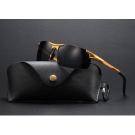 JOLLYNOVA Mens Sports Polarized Sunglasses UV Protection Sunglasses for Men，Ultralight Cools Al-Mg Frame Glasses (Gray Lens Gold Frame)