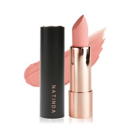 Natinda Art in Black Matte Lipstick Apricot-tinged nude pink 01 Lovely Girl / 나틴다 아트인블랙 매트 립스틱 살구를 머금은 누드 핑크 01 러블리걸