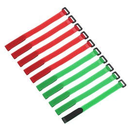 MECCANIXITY 10Pcs Reusable Battery Tie Down Straps,0.8x12" Green/Red Nylon Multipurpose Battery Hold Down Adjustable Cinch Strap Hook Loop Fastening Tie for Quadcopter FPV RC Drone Boat Car