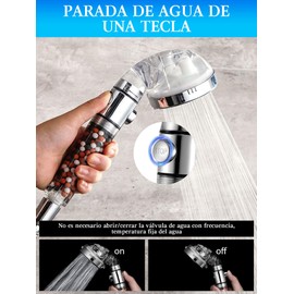 Cabezal de Regadera de Filtro con Soporte, Filtro de Ducha de Alta Presión con Manguera de Metal, Multimodos, Cabezales de Ducha Filtrados con Cuentas de Filtro, Suavizante para Agua Dura