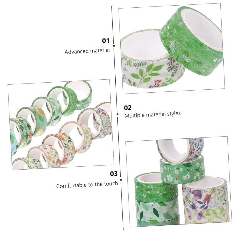 STOBOK 12pcs Decorative Washi Tapes for Scrapbooking and Journaling Spring