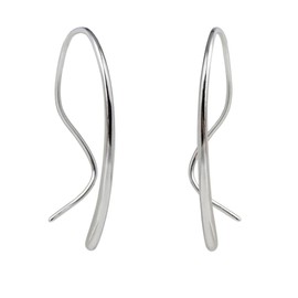 Handmade Curve Pull Through Threader Hoop Earrings Sterling Silver Dangling Drop Earrings for Women Trendy