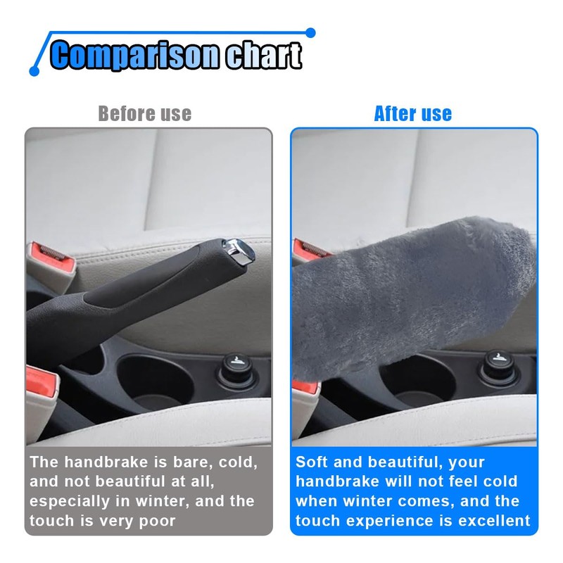 2PCS Plush Car Gear Shift Knob Cover & Handbrake Cover,