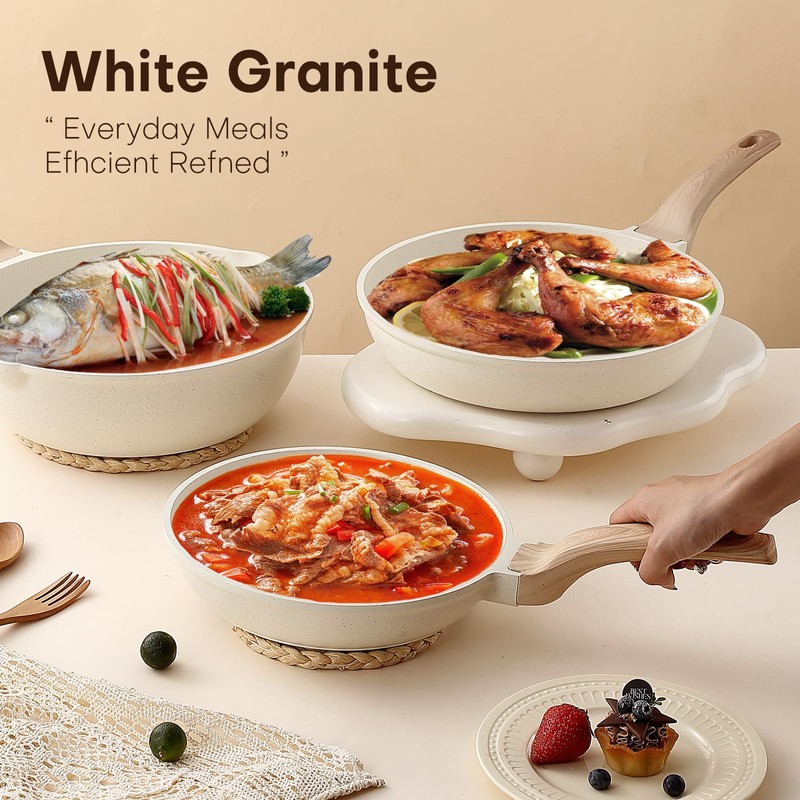 16 Pcs Pots and Pans Set for Kitchen, Nonstick Ceramic