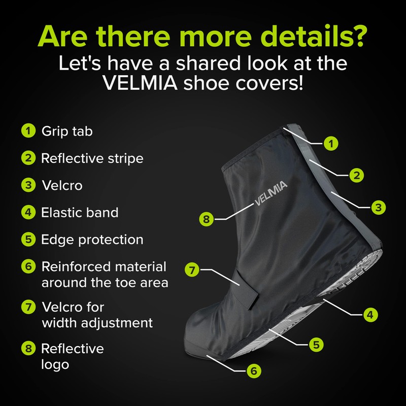 Velmia Shoe Covers with Velcro Fasteners, Reinforced Toe and Large