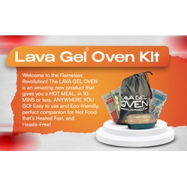 Lava Gel Flameless Portable Oven Kit – No-Fire Food Warmer for Camping, Hiking, Survival & Emergency | Includes 3 Single-Use Heat Pads + Drawstring Travel Bag