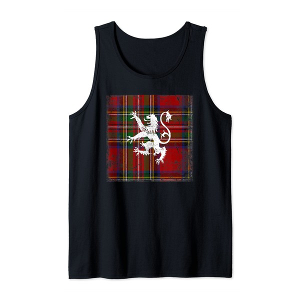 Scottish Tartan Red Plaid Scotland Lion Royal Stewart Clan Tank
