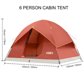 UNP Camping Tent 2/3/4/6 Person Dome Tent, Easy to Set Up for Camping, Lightweight Camping Tent, Portable Camping Tent for Outdoor and Backpacking Beaches