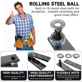 Hidden Door Hinge Pivot Hardware 360 Degree Rotation Murphy Bookcase, Heavy Duty Pivot Hinge Kit for Max 300 lbs, Secret Door Hinges (Black)