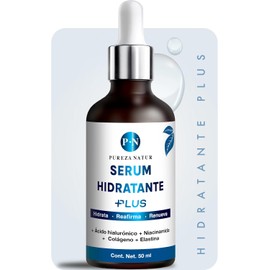 PUREZANATUR Serum Acido hialurónico, Niacinamida, Colágeno y Elastina facial. Suero Hidratante PLUS Hidrata, Reafirma y Renueva tu piel 50ml