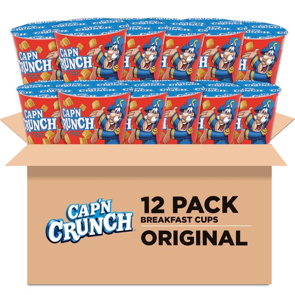 Cap'N Crunch Breakfast Cereal, Original, 1.51oz Individual Cups (12 Pack)