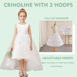 Papoopy Girls Petticoat Underskirt with 3 Hoops Full Slip Crinoline Skirk (2-3 Years)