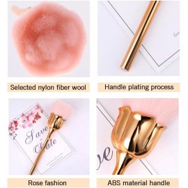 L&T Brocha Para Retiro De Polvo Uña Rubor Flor Rosa Multifunción