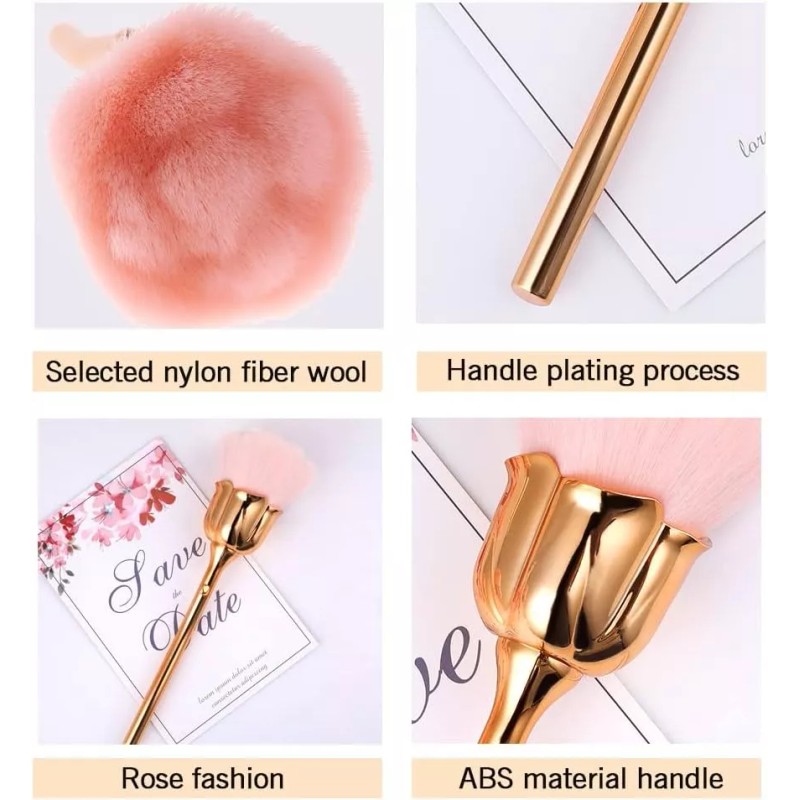 L&T Brocha Para Retiro De Polvo Uña Rubor Flor Rosa