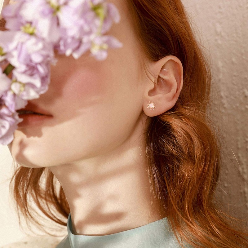 Opal Sun Earrings 925 Sterling Silver Sun Stud Earrings Hypoallergenic