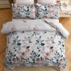 DJY Light Blue Duvet Cover Double Floral Bedding Set, Reversible