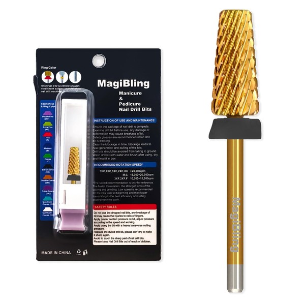 MagiBling Super Cut Tapered Barrel Nail Drill Bits, 3/32'' Professional
