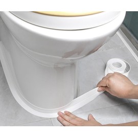 White Caulk Tape Waterproof Self Adhesive, Toilet & Bathtub Sealant Strip, Peel & Stick Caulking Tape for Floor Tile Corner Trim & Shower, Bathroom Accessories, Better Than Silicone Caulk