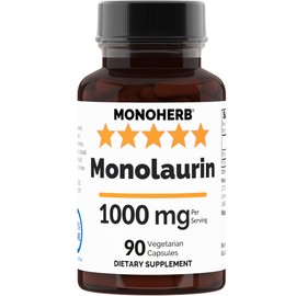 MONOHERB Monolaurin 1000 mg per Capsule - 90 Veg Capsules | Serving Size 2 Capsules: 1000 mg - 45 Servings