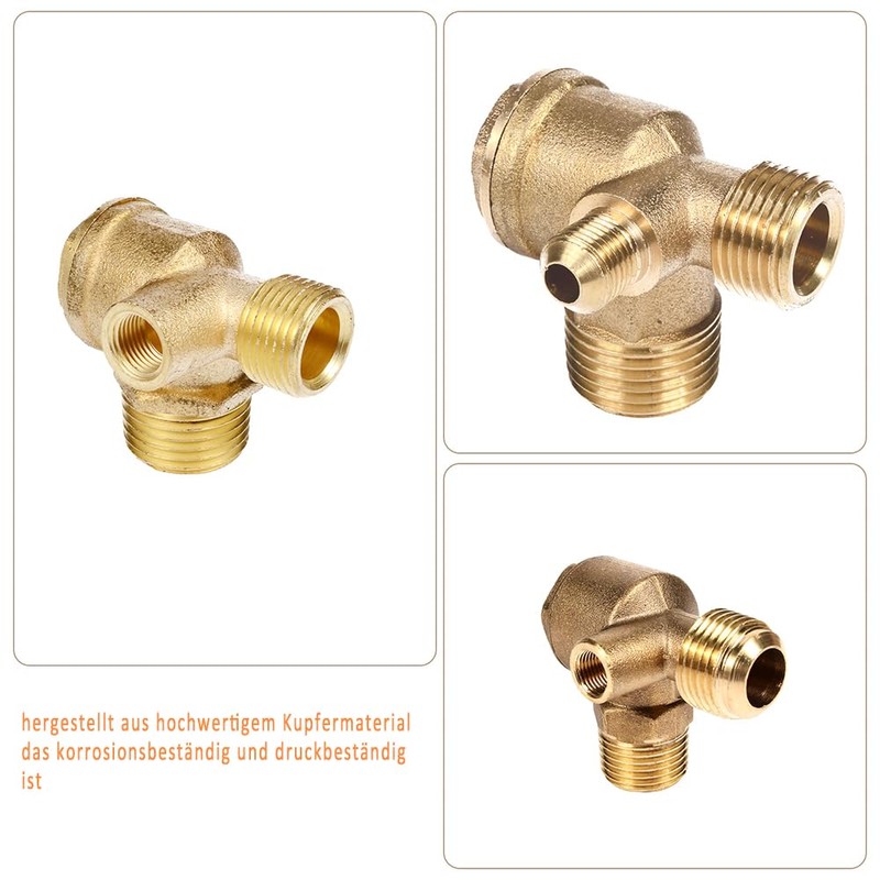 BE-TOOL Check Valve Compressor Check Valve 3-Way Air Compressor Valve