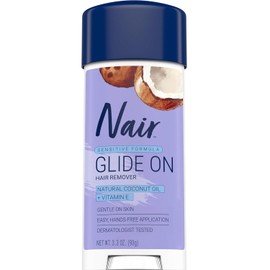 Nair Glides Away Sensitive Formula with Coconut Oil, for Bikini, Arms & Underarms, 3.3 oz.