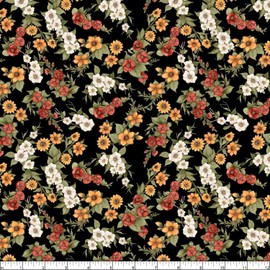 Wilmington Prints - Garden Gate Roosters - Floral - Black