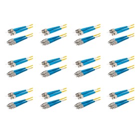 SpeedyFiberTX - 12-Pack 1.5 Meter Singlemode Duplex FC/U to ST/U Fiber Patch Cable, Corning SMF-28® 9/125um Ultra Optical Fiber, OS1/OS2 Compatible, Yellow Riser OFNR Cable Jacket