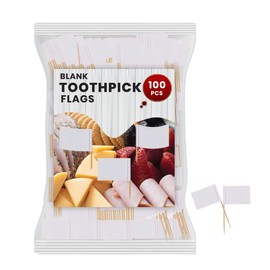 Performore 100 Pack of White Paper Toothpick Flags, Mini Blank Paper Food Labels for Cupcakes Food Picks Cheese Markers Toppers Appetizers Buffet Birthday Party Decoration
