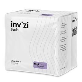 Invizi Pads Regular Disposable Incontinence Pads – Slimline Pads for Light Bladder Leaks, Fast Absorption, Odour Control, Skin-Friendly & Comfortable Fit for Day & Night Use - 30 Pack