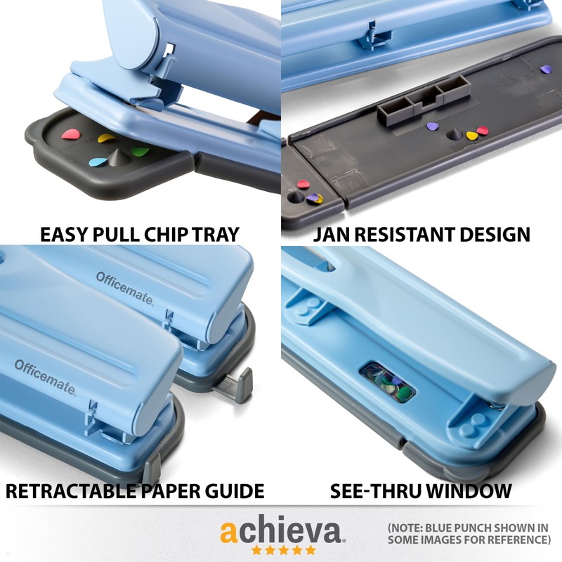 Achieva Economy 3-Hole Punch, 12 Sheet Capacity, Pink (90142)