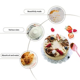 8 inch Round Paper Doilies/Lace Paper Placemats/Disposable Greaseproof Doilies,White,Pack of 100