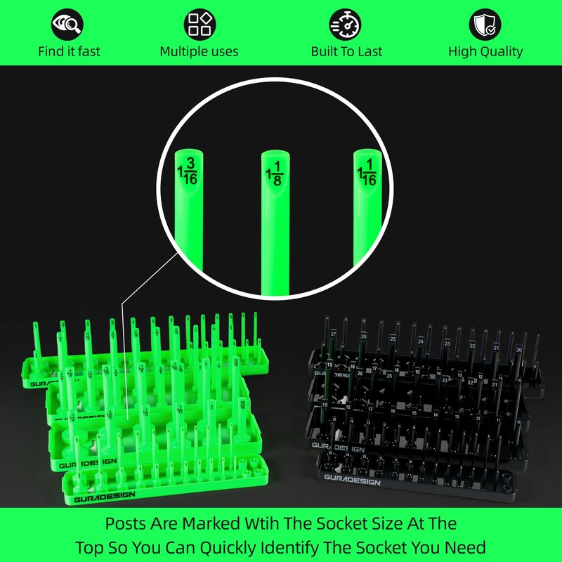 8PCS Socket Organizer Set, Socket Holder, 1/4", 3/8", 1/2" Metric