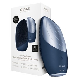 GESKE SmartAppGuided Sonic Thermo Facial Brush | 6 in 1 | Skin Cleansing | Cleansing Brush with Thermal Function | Electric Facial Massager